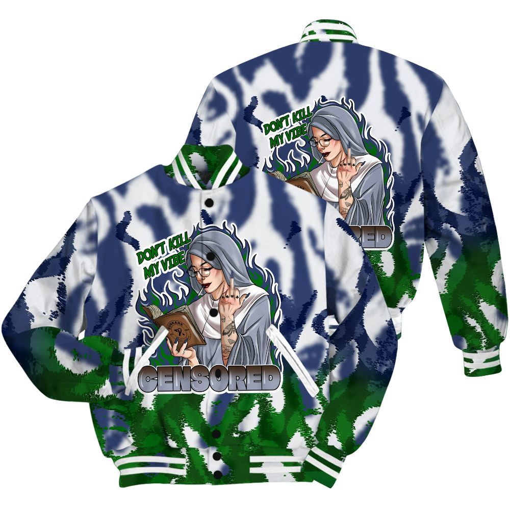Varsity Jacket To Match Midnight Navy 13s Shirt - Censoredz Burn All Over Print
