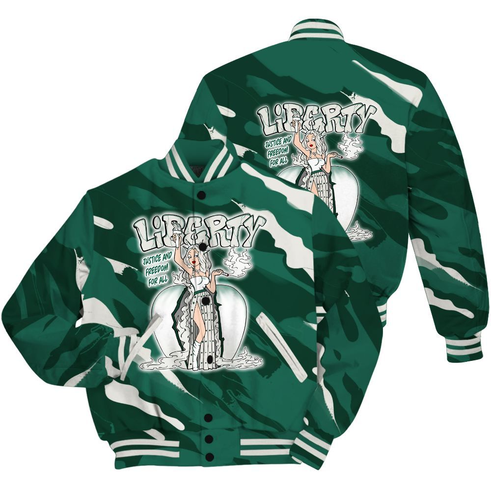 Varsity Jacket To Match Oxidized Green 4s Shirt - Midwest Cartoon Colored All Over Print