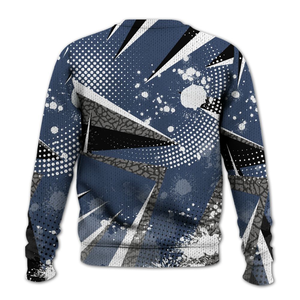 Knitted Sweater To Match Diffused Blue 3s - Poly Trust No One Dripping