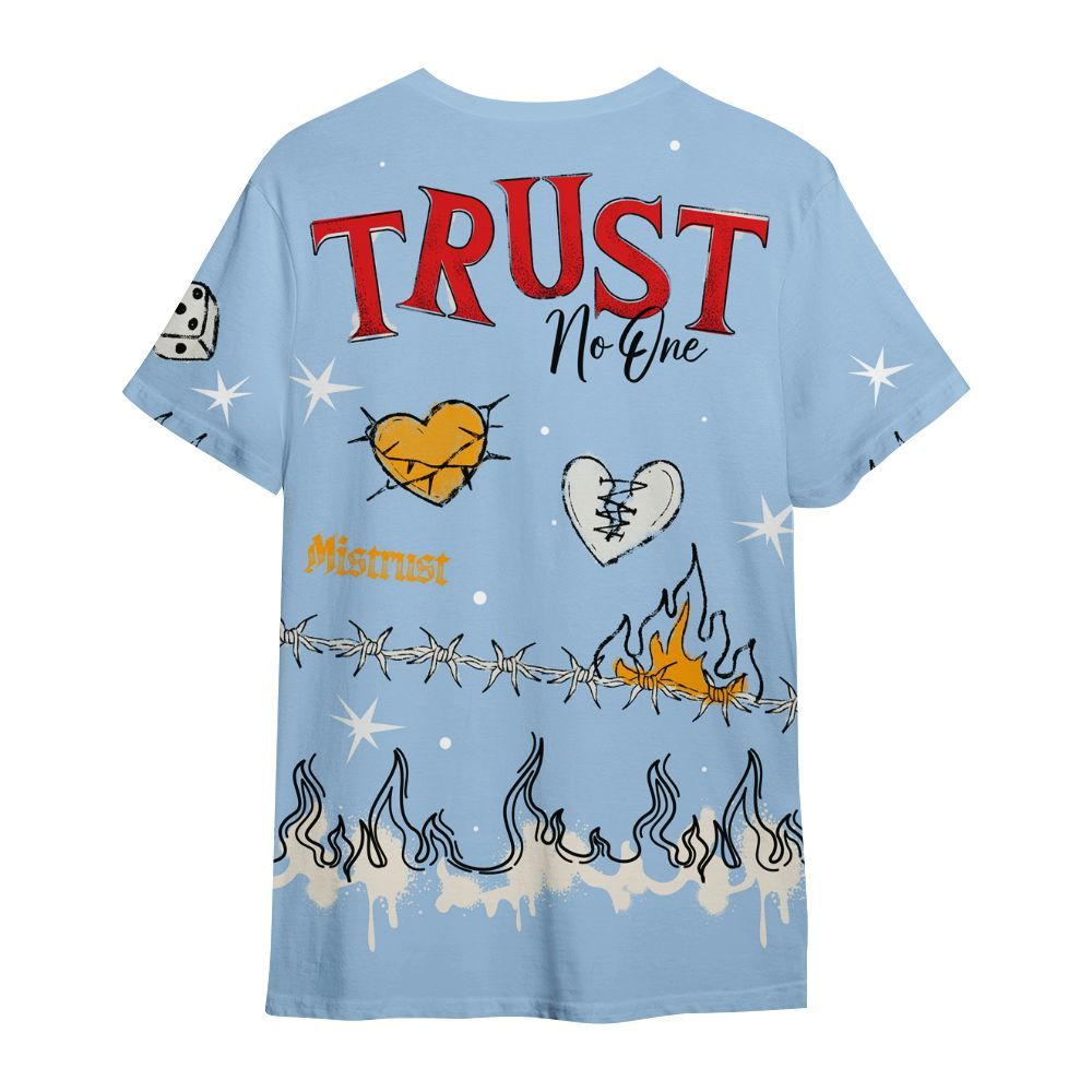 Shirt To Match Retro High OG Pale Ivory Psychic Blue 1s - Trust No One Snake-Bite Doodle Crayon All Over Print