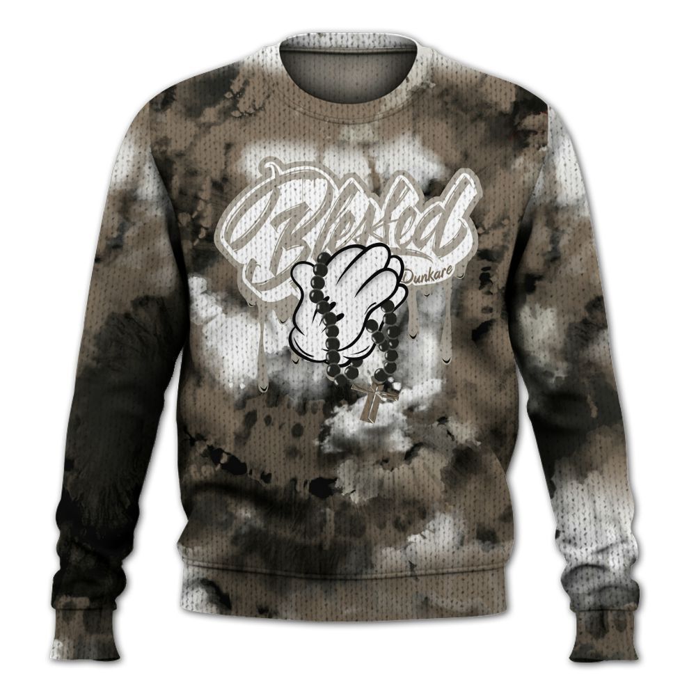 Knitted Sweater To Match Low OG Dark Mocha 1s - God Blessed Tie Dye