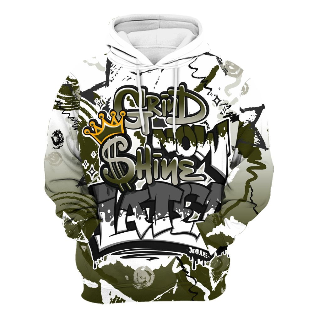 Hoodie To Match Dunk Low Pale Ivory Cargo Khaki - Grind Shine Later Drip All Over Print