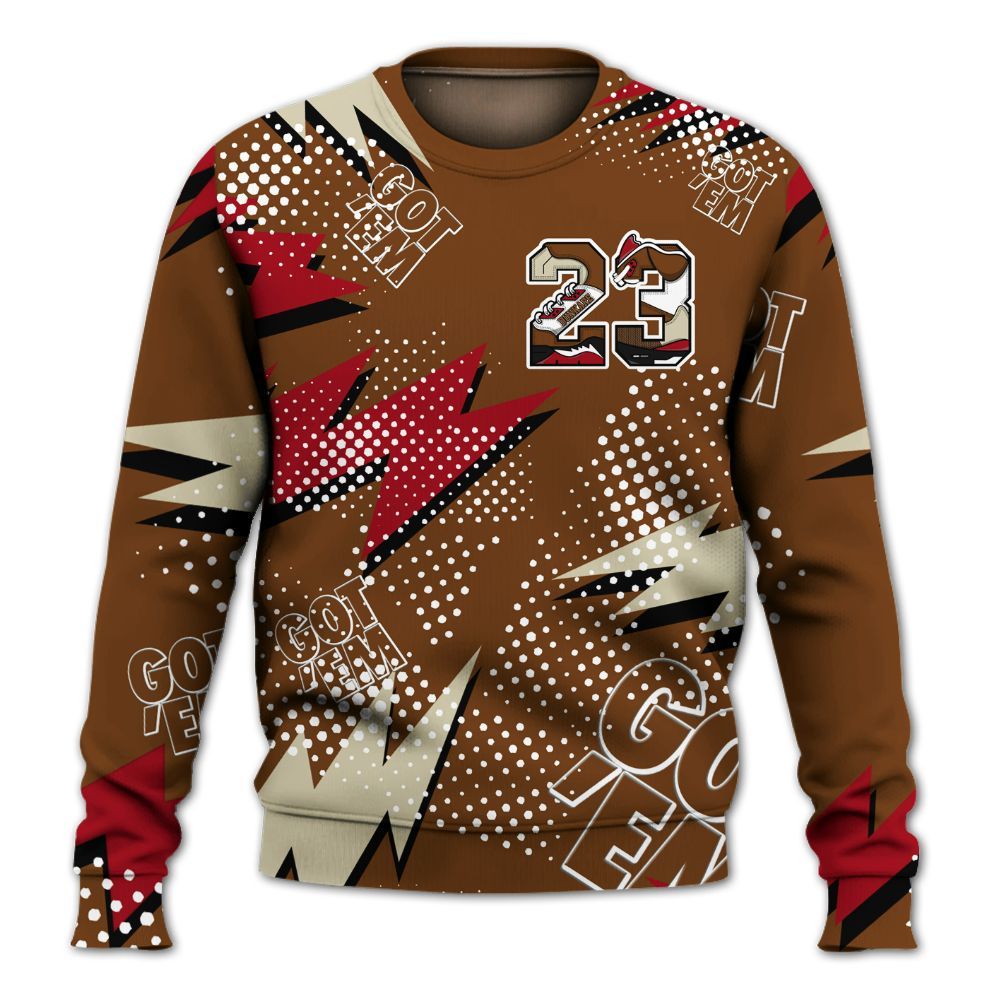 Sweatshirt To Match Archaeo Brown 5s - Custom Name Number 23 5s All Over Print