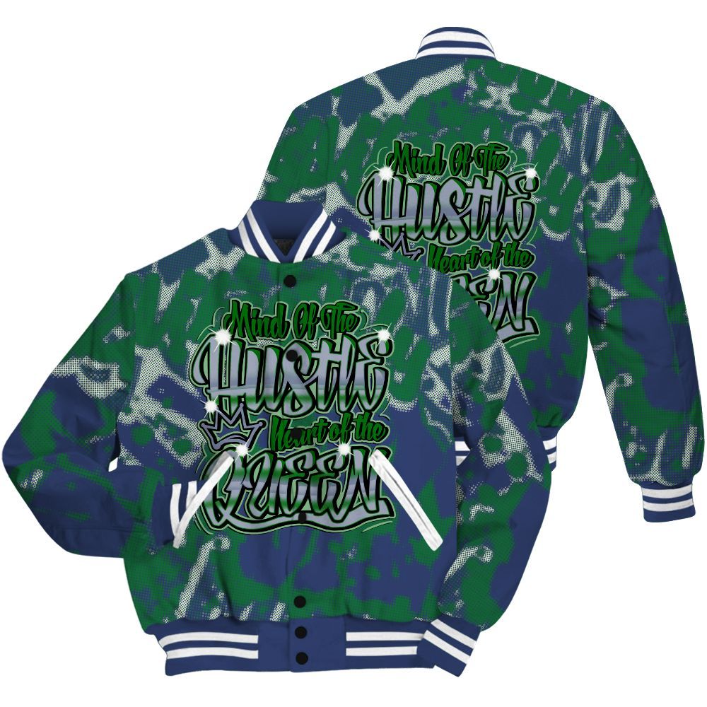 Varsity Jacket To Match Midnight Navy 13s Shirt - Hustles Heart Queens Street All Over Print