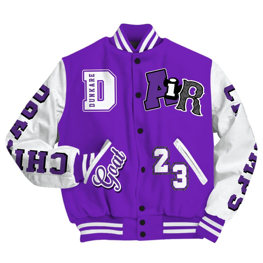 Varsity Jacket To Match Retro Dark Iris 3s - AIR Number 23 GOAT All Over Print