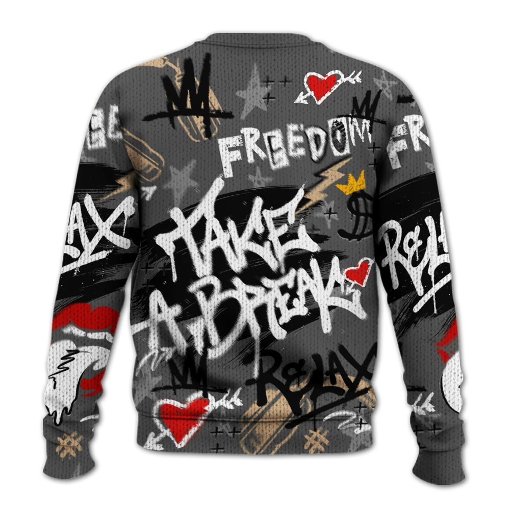 Knitted Sweater To Match Kobe 9 EM Mamba - Take Break Freedom Graffiti Streetwear