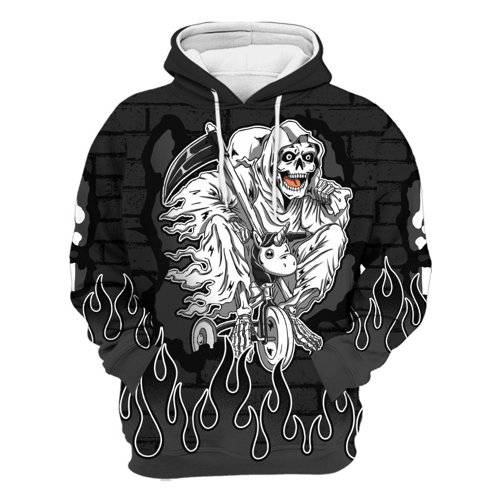 Hoodie To Match Black Cat NET 4s - Self Make Skeleton Crashed All Over Print
