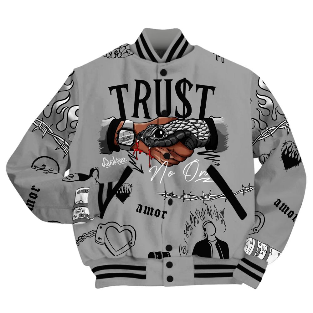 Varsity Jacket To Match Black Wolf Grey 12s - Snake Trust No One All Over Print