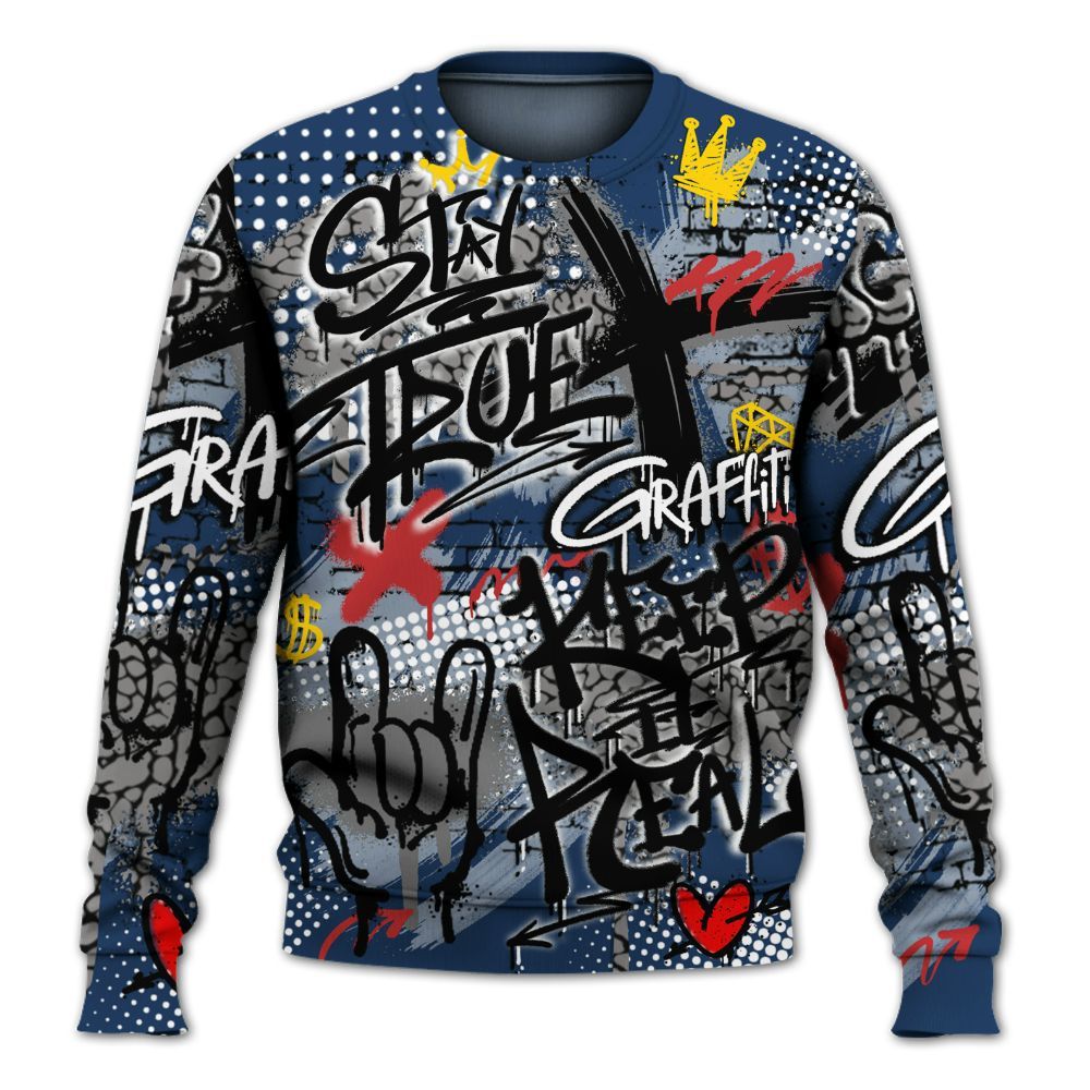 Sweatshirt To Match SP Sport Royal 3s - True It Real Graffiti Streetwear All Over Print