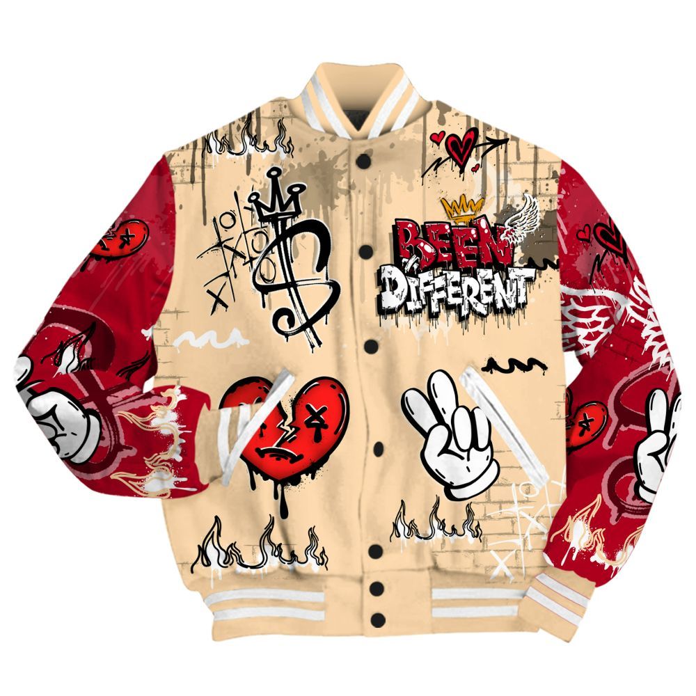 Varsity Jacket To Match Retro Pizza GS 4s - Been Dif2erent Drip Graffiti All Over Print