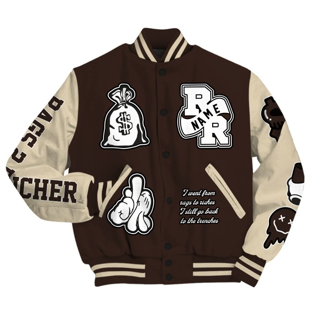 Varsity Jacket To Match 2025 Retro Earth 5s - Rag 2 Rich Graphic Custom Name All Over Print