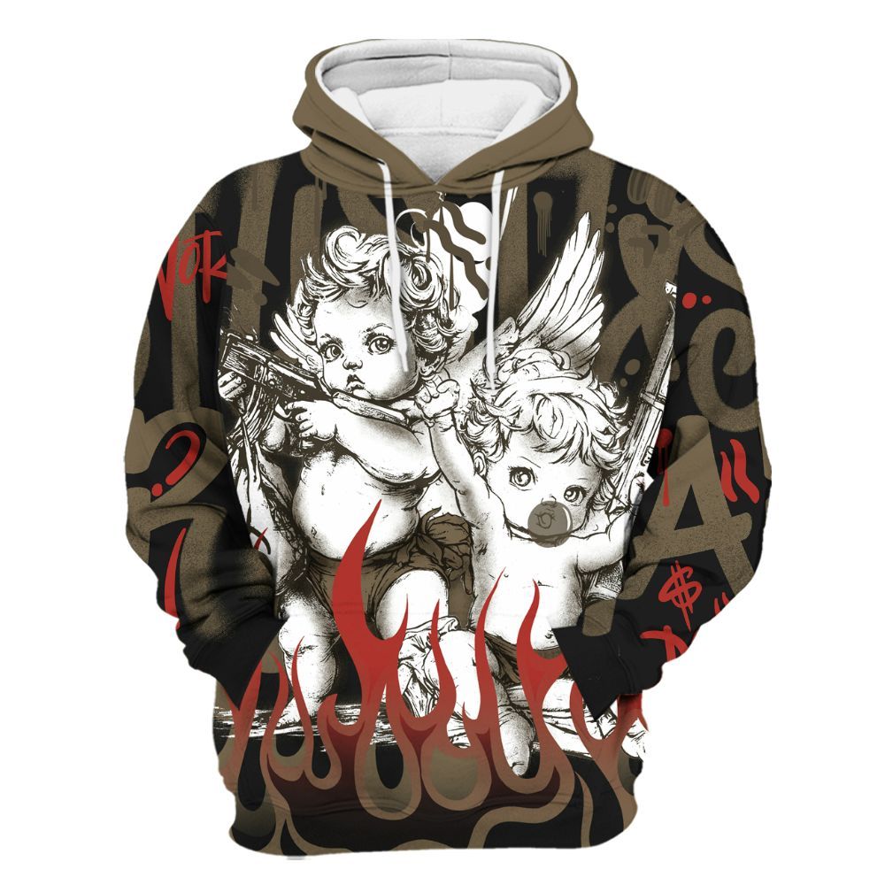 Hoodie To Match Olive 9s - Angel Hustle Hard All Over Print