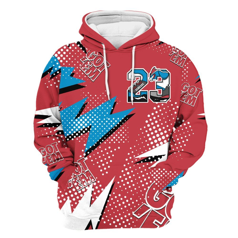 Hoodie To Match High OG University Red Dark Powder Blue 1s - Custom Name Number 23 5s All Over Print