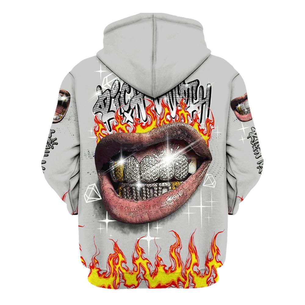 Hoodie To Match Retro White Oreo 4s - Rich Mouth Fire Rap Retro 90s All Over Print