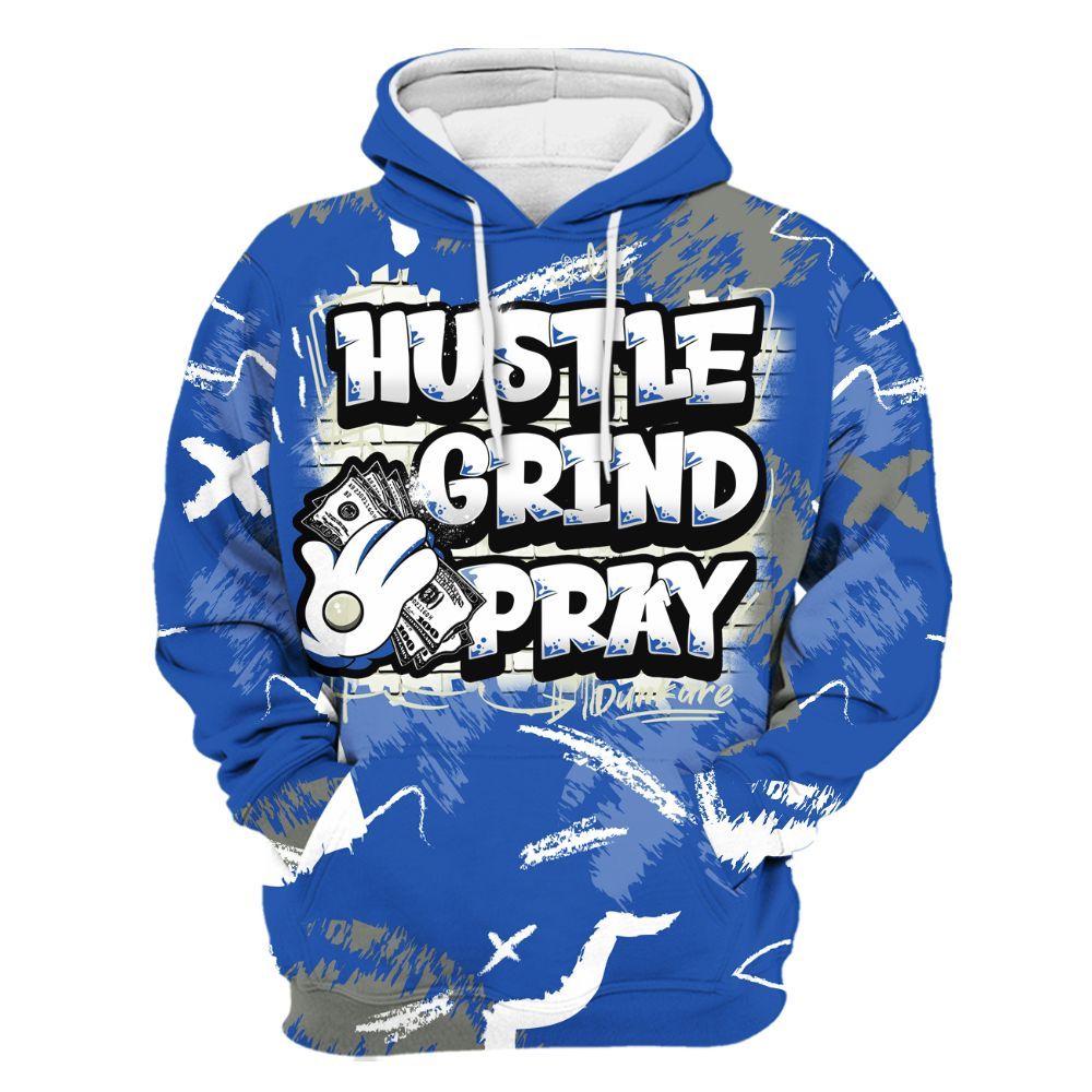 Hoodie To Match Lucky Shorts 3s - Hustle Grind Pray Retro All Over Print