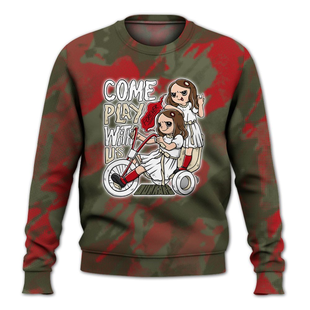 Sweatshirt To Match Travis Scott Low OG Medium Olive 1s - Come Hangout Halloween Abstract Halftone All Over Print