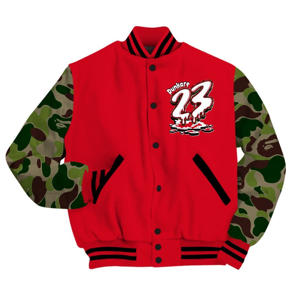 Varsity Jacket To Match Air Max 90 Duck Camo Red - Custom Name 23 Drip All Over Print