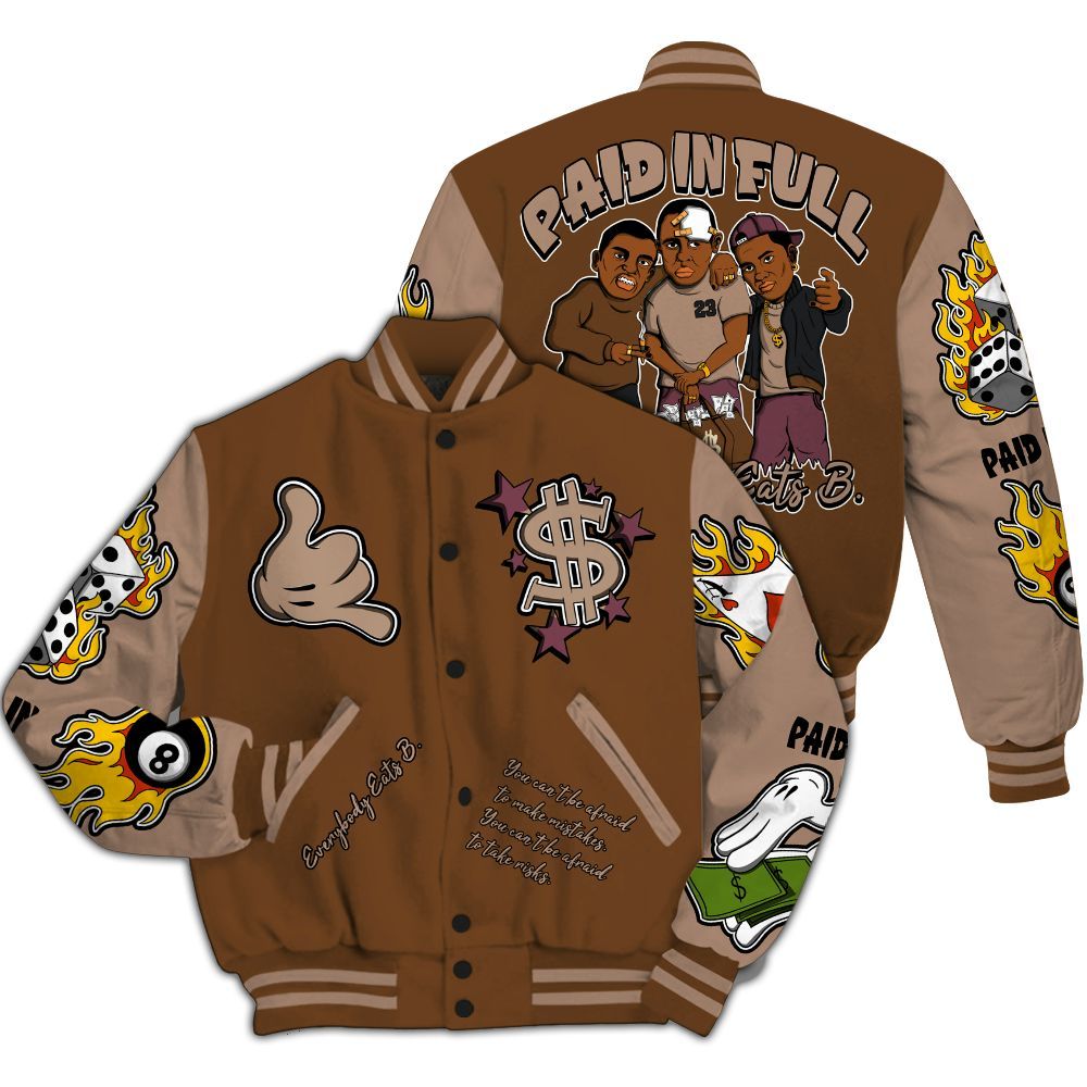 Varsity Jacket To Match Archaeo Brown 3s - Everybody Paid In Full Graphic All Over Print