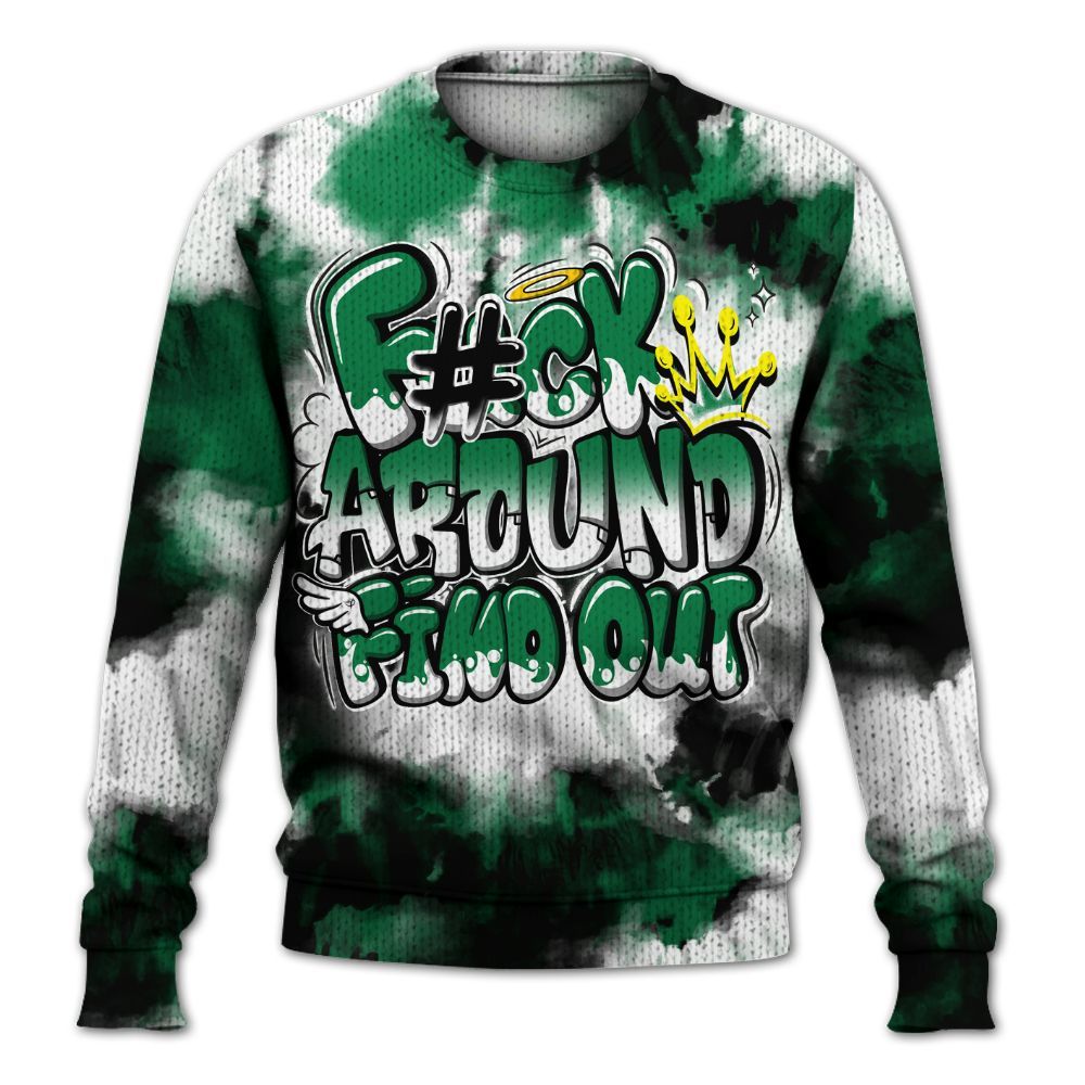 Knitted Sweater To Match Pine Green 13s - Tie Dye FK Around Find Out