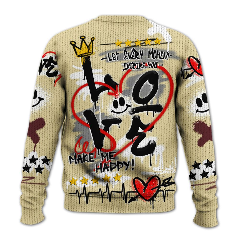 Knitted Sweater To Match Women Phantom 12s - Happy Love Beats Graffiti Streetwear