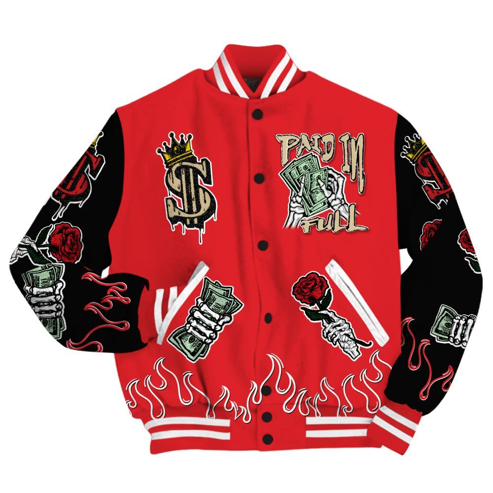 Varsity Jacket To Match Prime 93 Fire Red - Fire Everybody Paid In All Over Print
