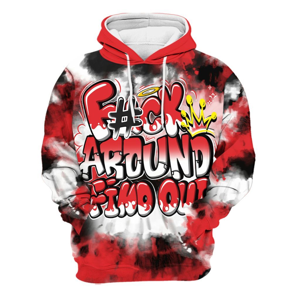 Hoodie To Match Chile Red 9s - Tie Dye FK Around Find Out All Over Print