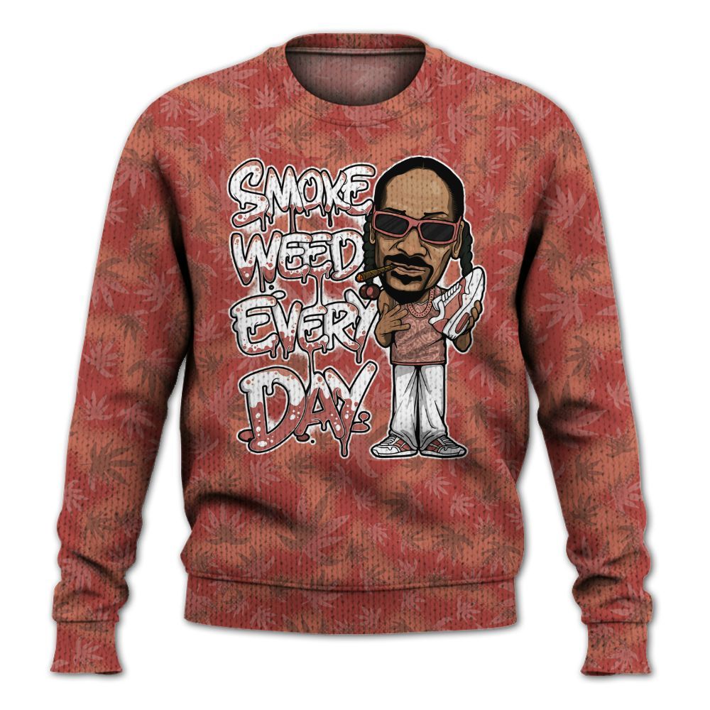 Knitted Sweater To Match Dune Red 13s - Smoking Every Day Graphic Weeding Art