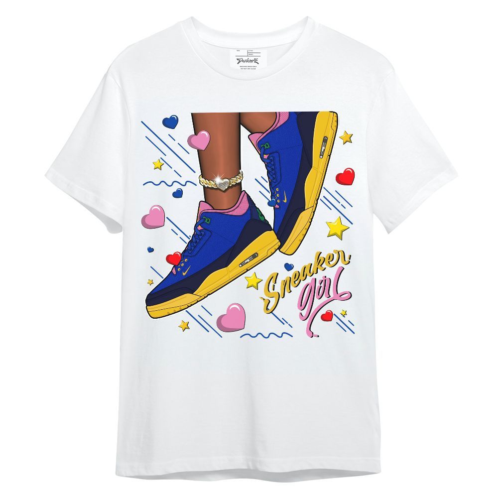 Shirt To Match Brazil Racer Blue Yellow 3s - SNEAKER Girl Heart Flying Graphic