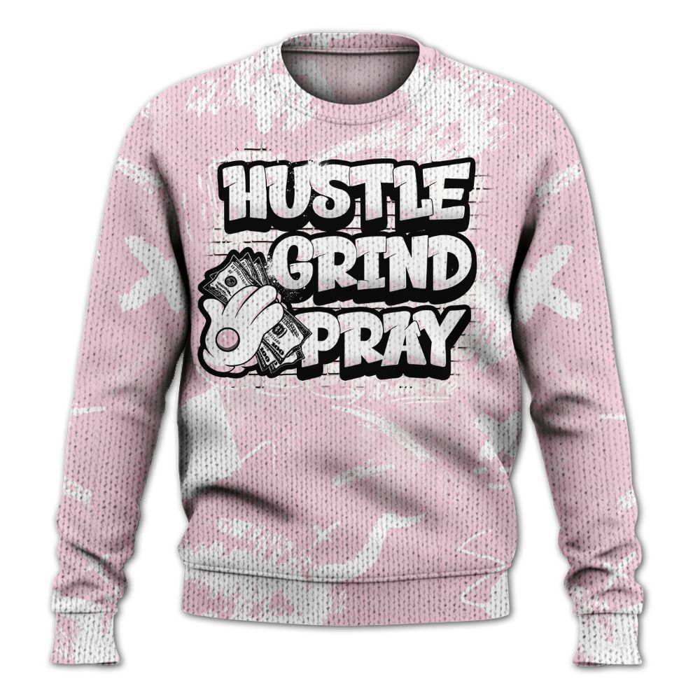 Knitted Sweater To Match Orchid 4s - Hustle Grind Pray Retro