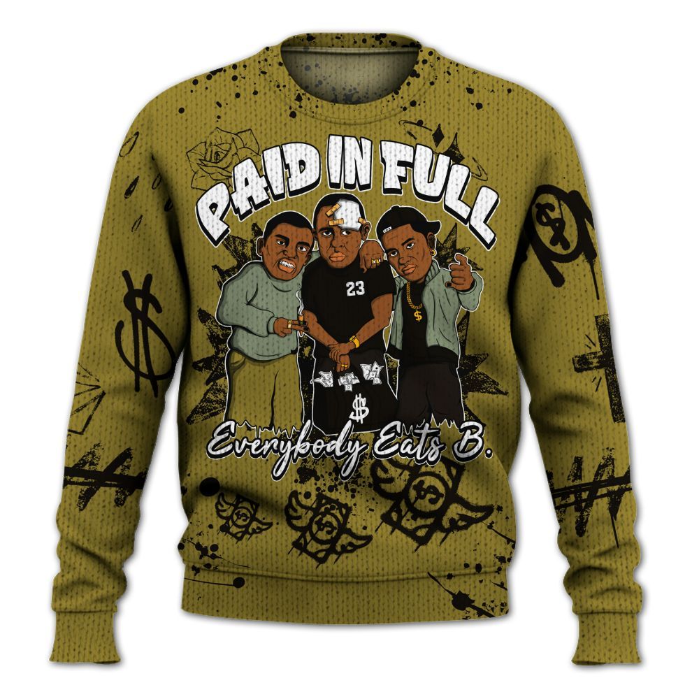Knitted Sweater To Match Air Flightposite Metallic Gold - Everybody Paid In Full Crayon