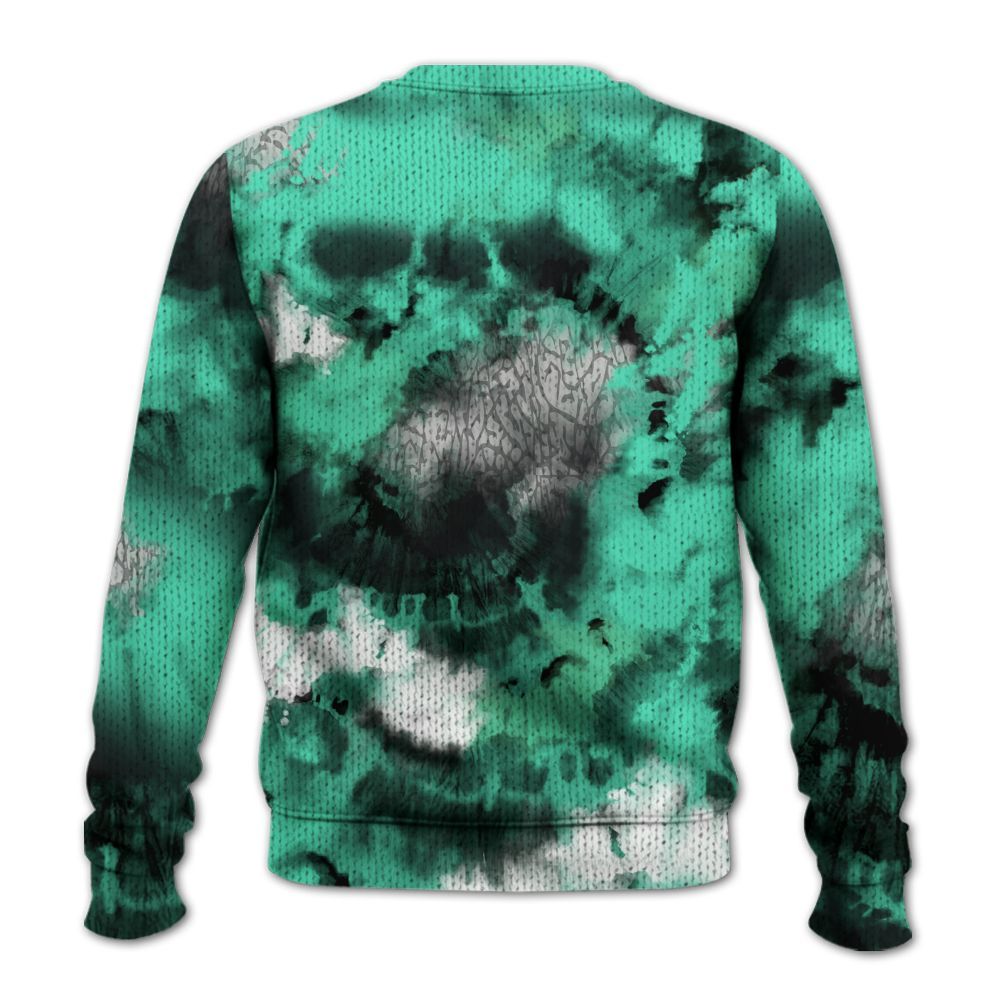 Knitted Sweater To Match Black Green Glow 3s - SNEAKER Girl Money Drip Tie Dye