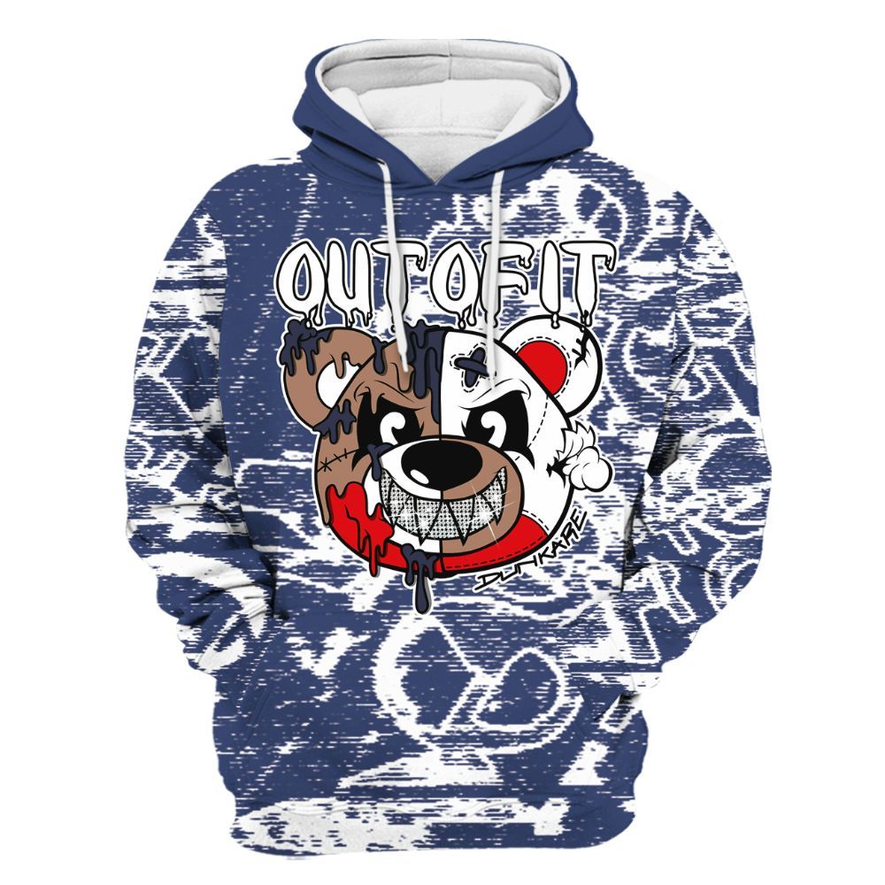 Hoodie To Match Midnight Navy 13s - Out Of It Bear Avant-Garde All Over Print