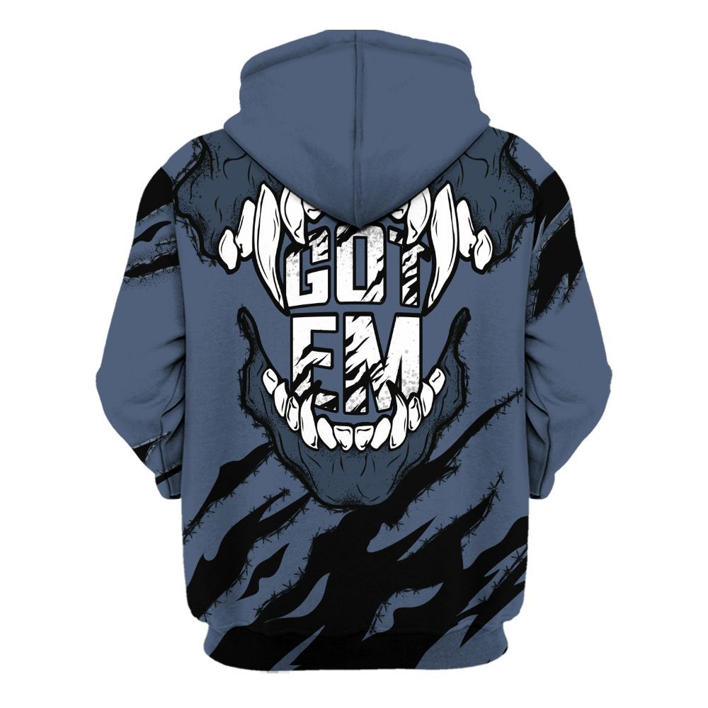 Hoodie To Match Low Diffused Blue 11s - GOT 'EM Skeleton Scratch All Over Print