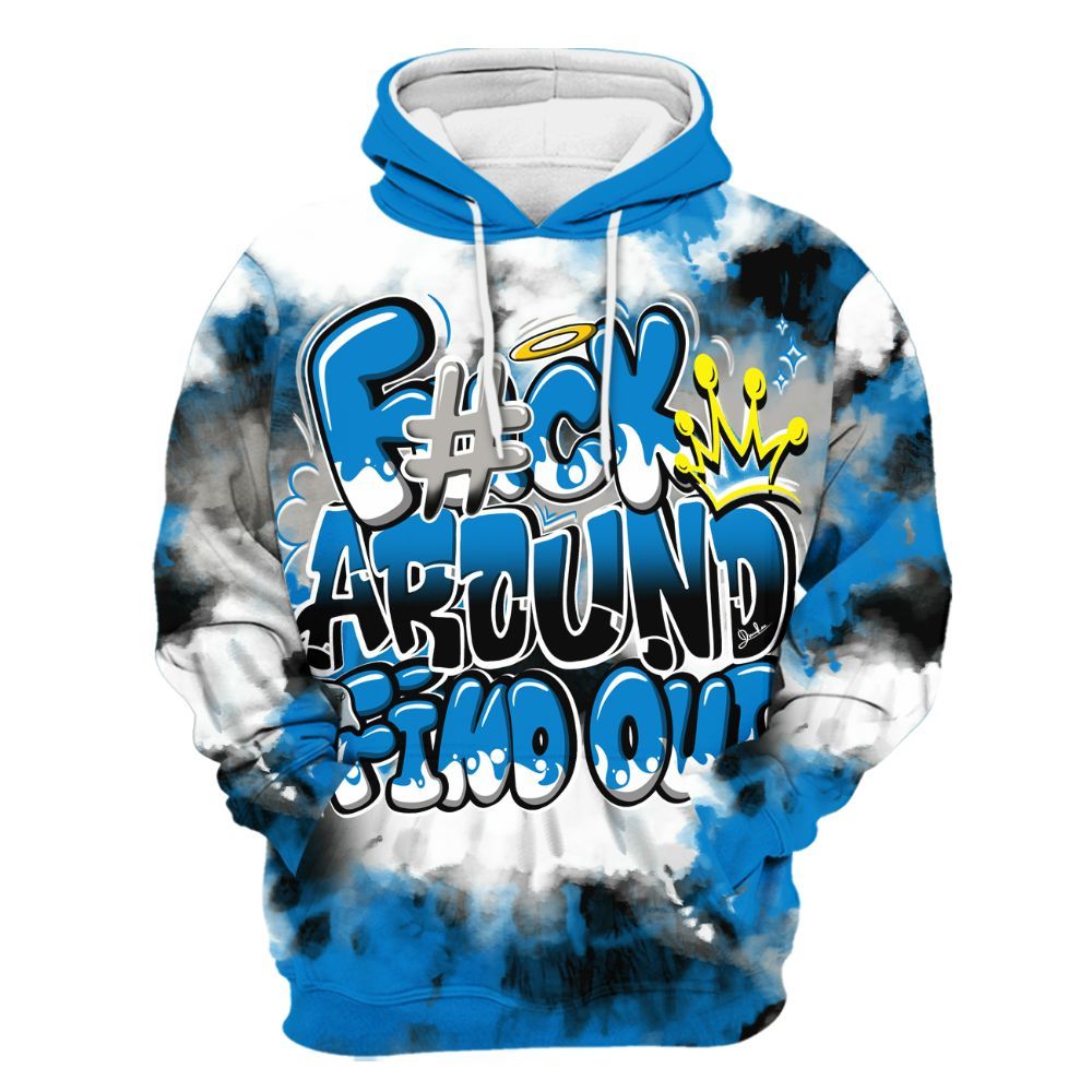 Hoodie To Match Industrial Blue 4s - Tie Dye FK Around Find Out All Over Print