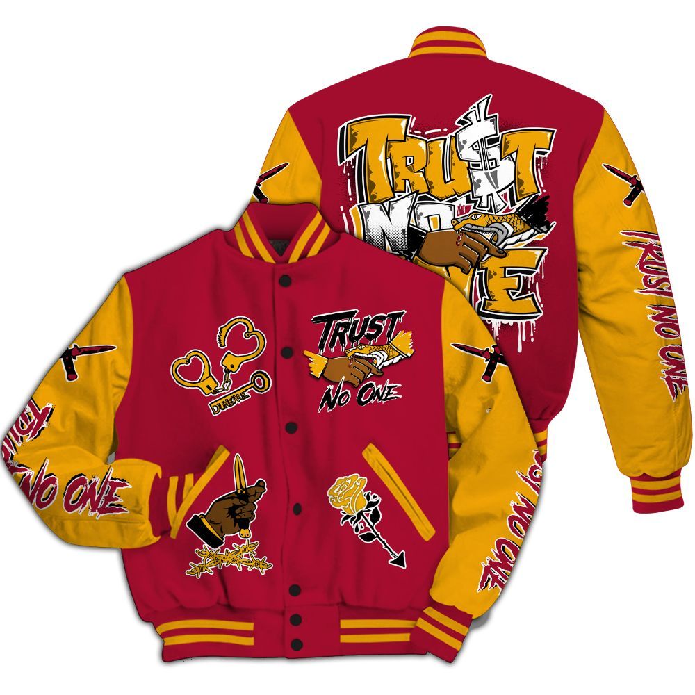 Varsity Jacket To Match Cardinal 7s - Trust No One Dripping All Over Print