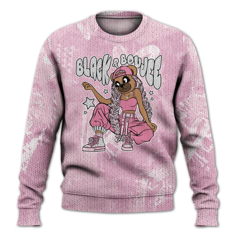 Knitted Sweater To Match Orchid 4s - Boujee Girls Bear Heart Grunge