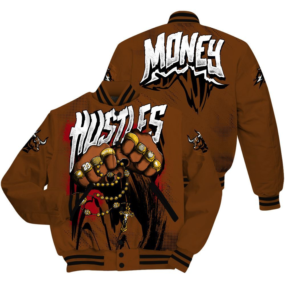 Varsity Jacket To Match Archaeo Brown 5s - Hustle Make Money All Over Print