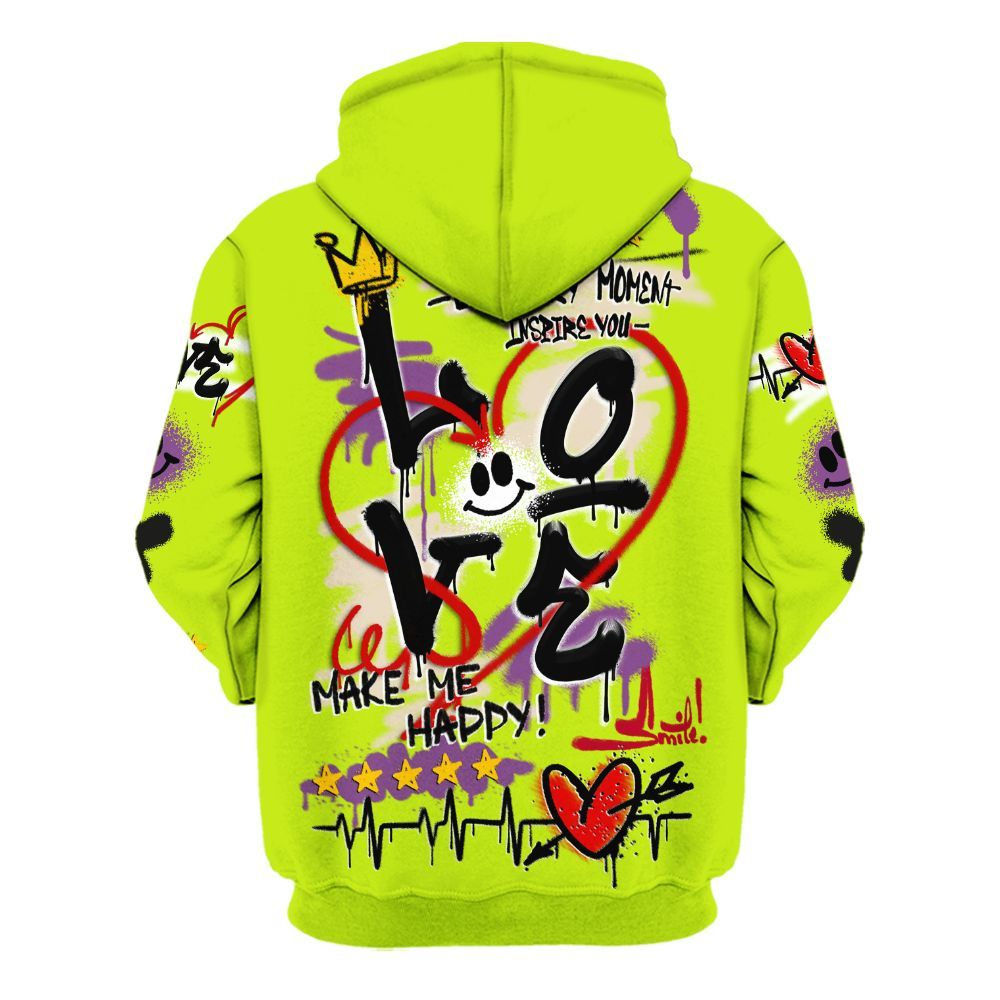 Hoodie To Match GS Black Barely Volt 11s - Happy Love Beats Graffiti Streetwear All Over Print