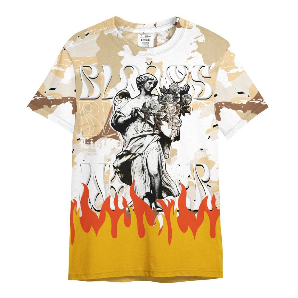 Shirt To Match Desert Camo 3s - Blooms Whisper Retro All Over Print