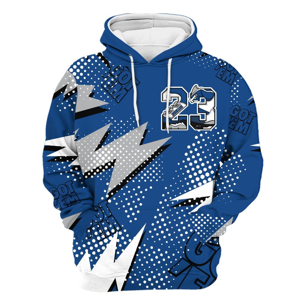 Hoodie To Match Air Ship Royal Blue - Custom Name Number 23 5s All Over Print