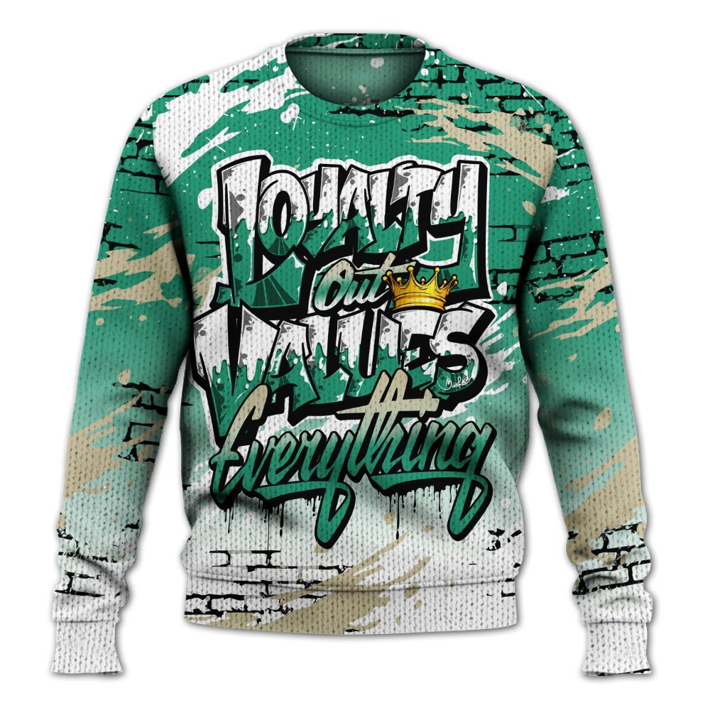 Knitted Sweater To Match Pine Green 4s - Values Of Loyalty Drip