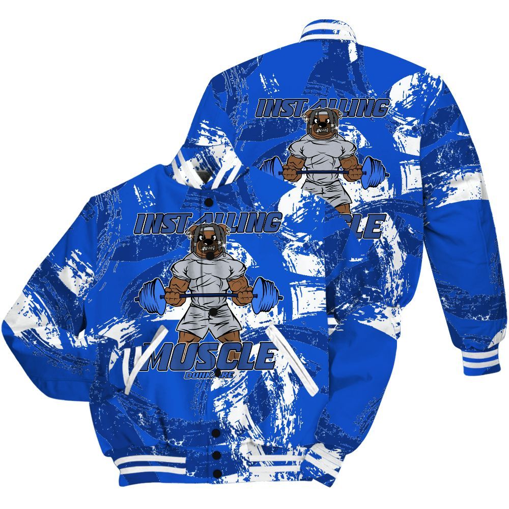 Varsity Jacket To Match Air Foamposite One Royal Shirt - Installing Muscle Bear Circle Slpash All Over Print