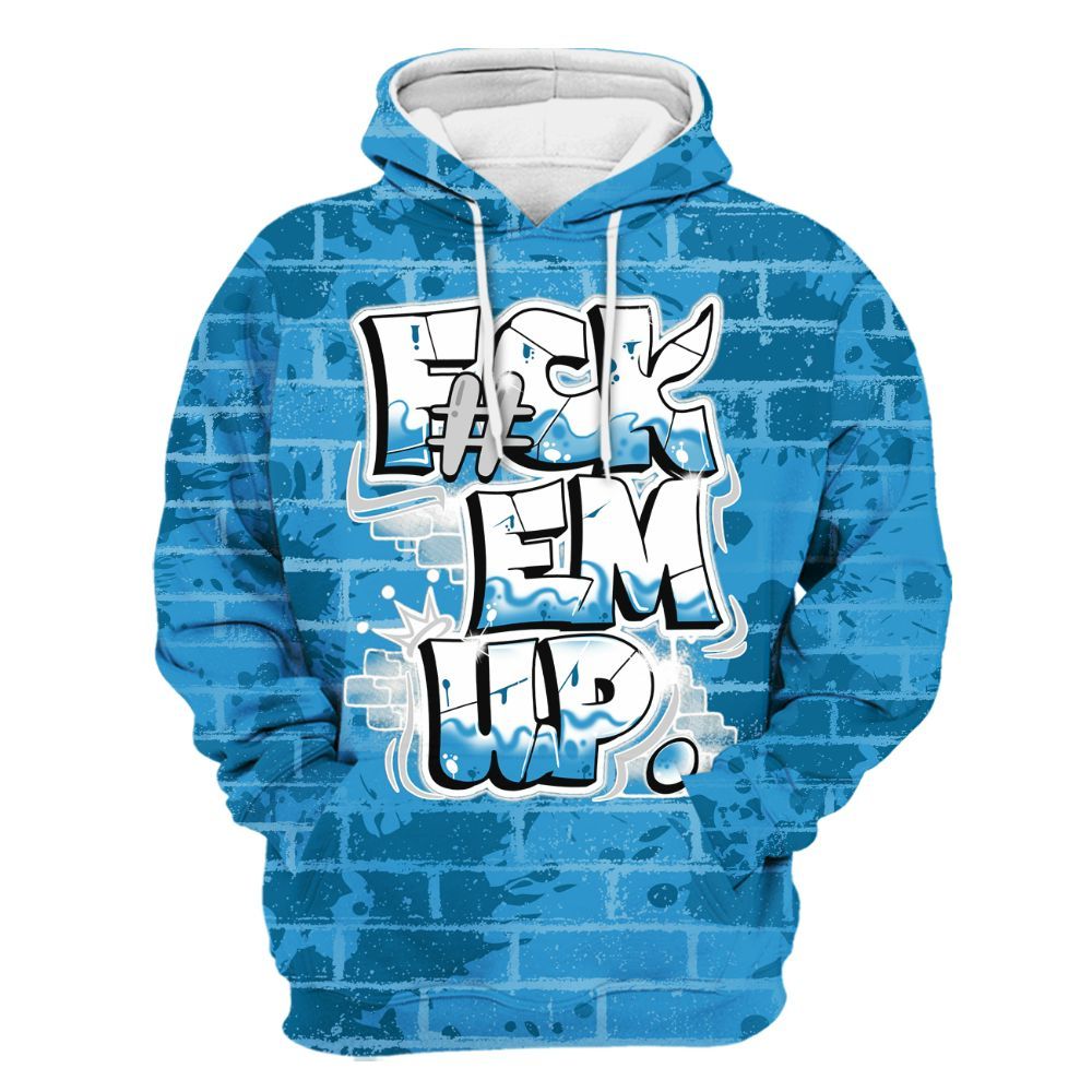 Hoodie To Match Powder Blue 9s - F#ck Em Graphic Brick Art All Over Print