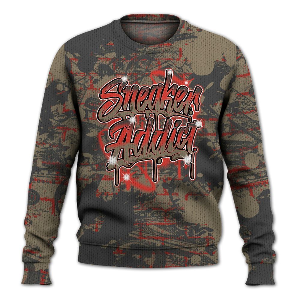 Knitted Sweater To Match Olive 9s - Addiction Sneakers Graphic Street Art