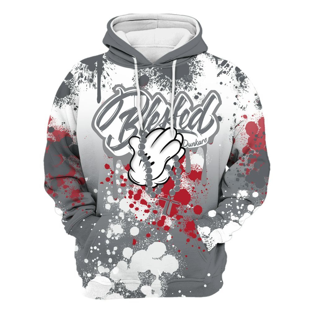 Hoodie To Match Retro Fire Red 9s - God Blessed Ink Drip All Over Print
