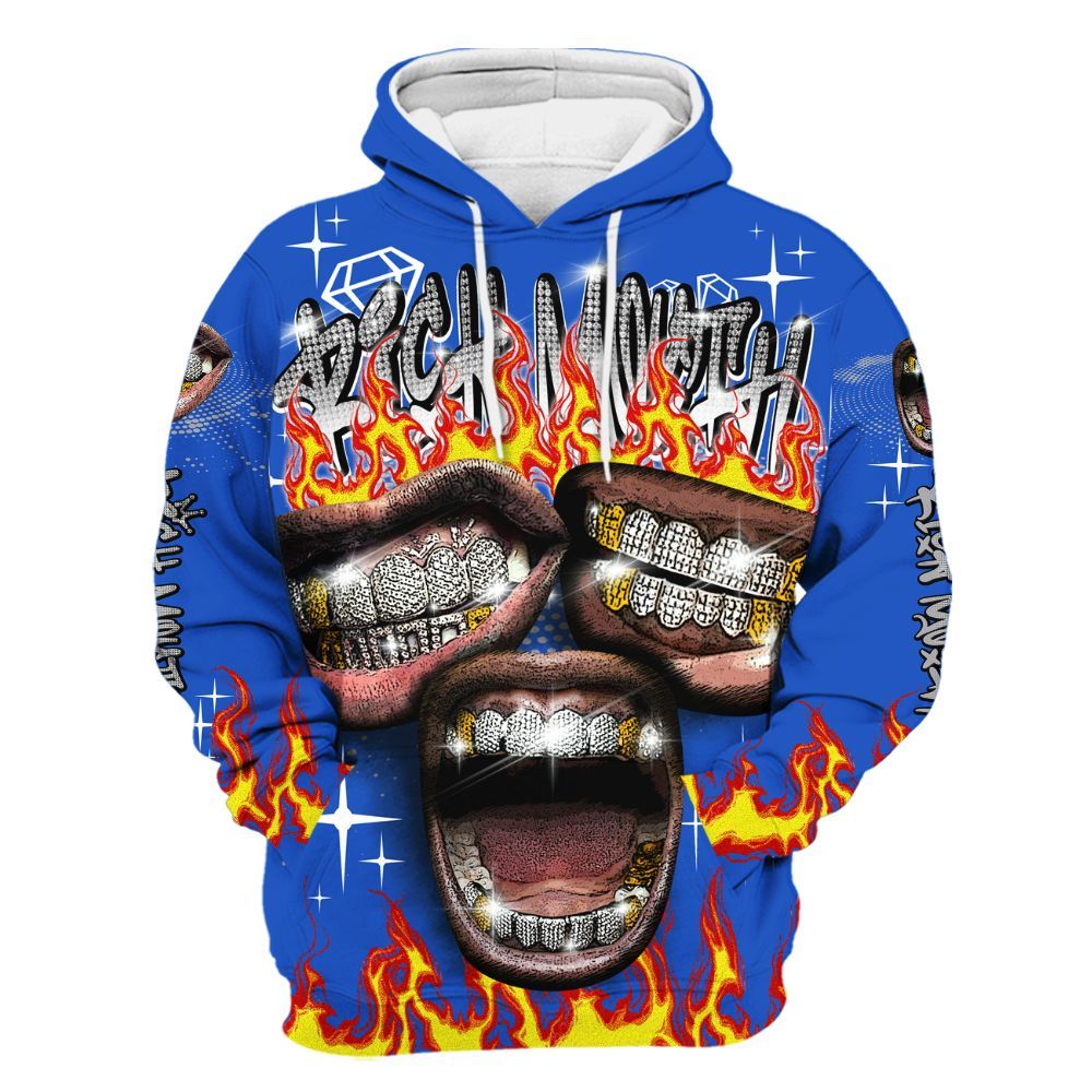 Hoodie To Match Retro Stealth 5s - Rich Mouth Fire Rap Retro 90s All Over Print