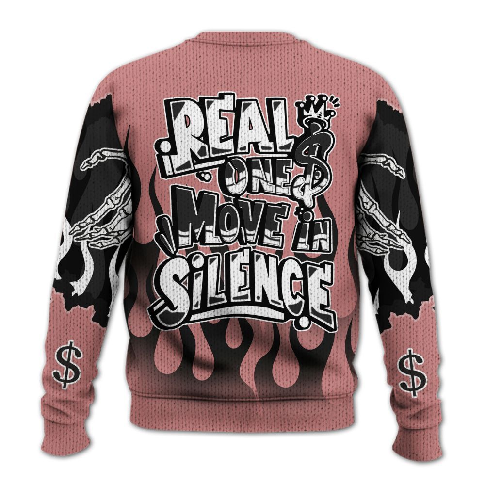 Knitted Sweater To Match Low OG Rust Pink 1s - Ones Move In Silence Graphic Trapped