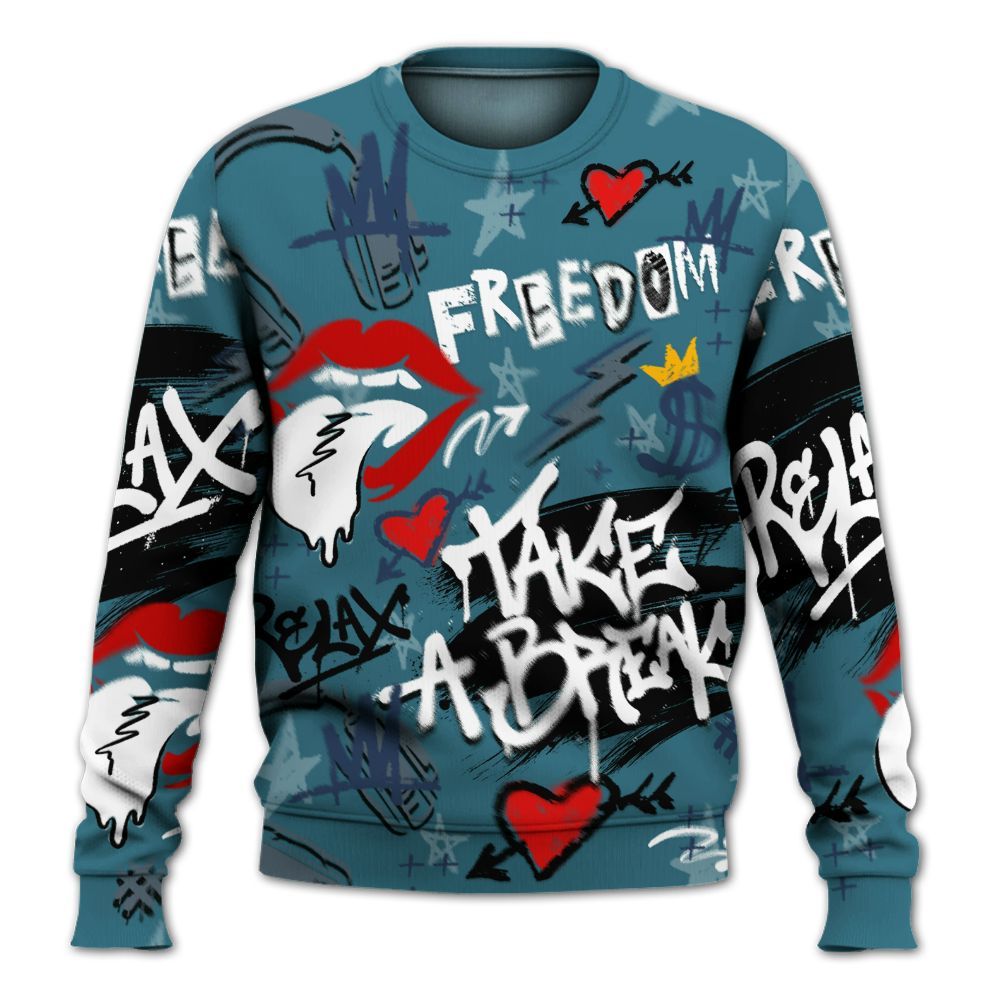 Sweatshirt To Match Air Foamposite Kazuya Mishima - Take Break Freedom Graffiti Streetwear All Over Print