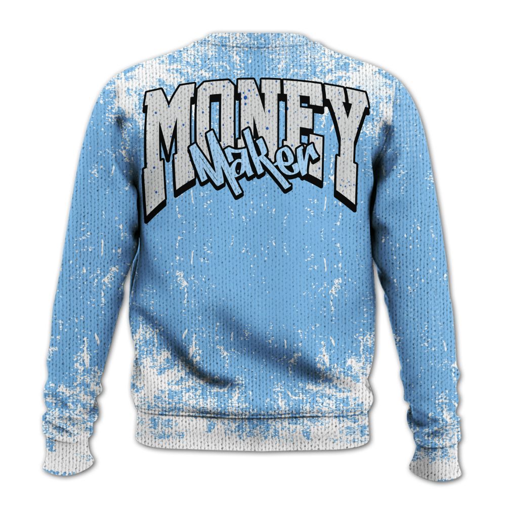 Knitted Sweater To Match University Blue 5s - Move In Silence Money Street Retro
