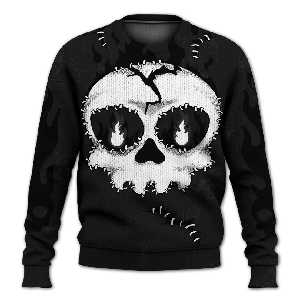 Knitted Sweater To Match White Thunder 4s - Cracked Skull Stitches